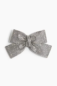 Rhinestone-Embellished Bow Hair Clip