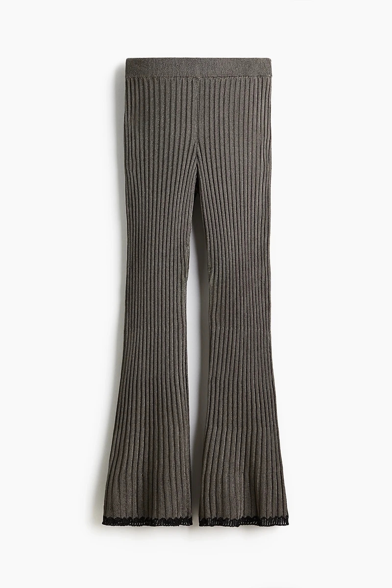 Pantalon métallisé en tricot côtelé