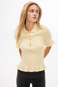 Haut en tricot côtelé à col