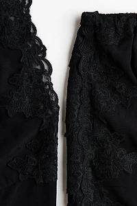 Lace-Trimmed Viscose Pajamas