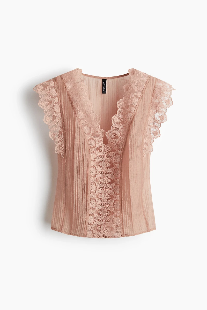 Lace-Trimmed Sleeveless Top