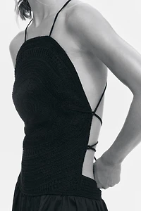 Crochet-Look Open-Back Dress