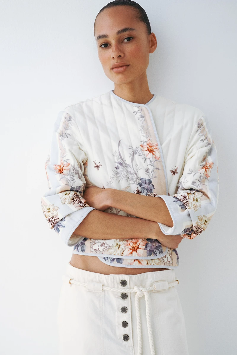 Quilted Linen-Blend Jacket