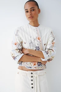 Quilted Linen-Blend Jacket