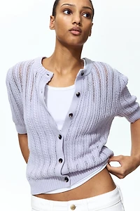 Pointelle-Knit Cardigan