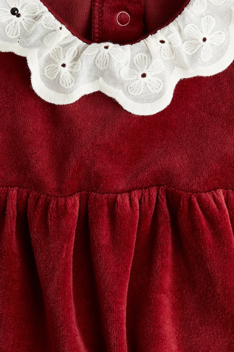 Cotton Velour Bodysuit Dress