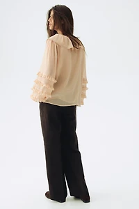MAMA Ruffle-Trimmed Chiffon Blouse
