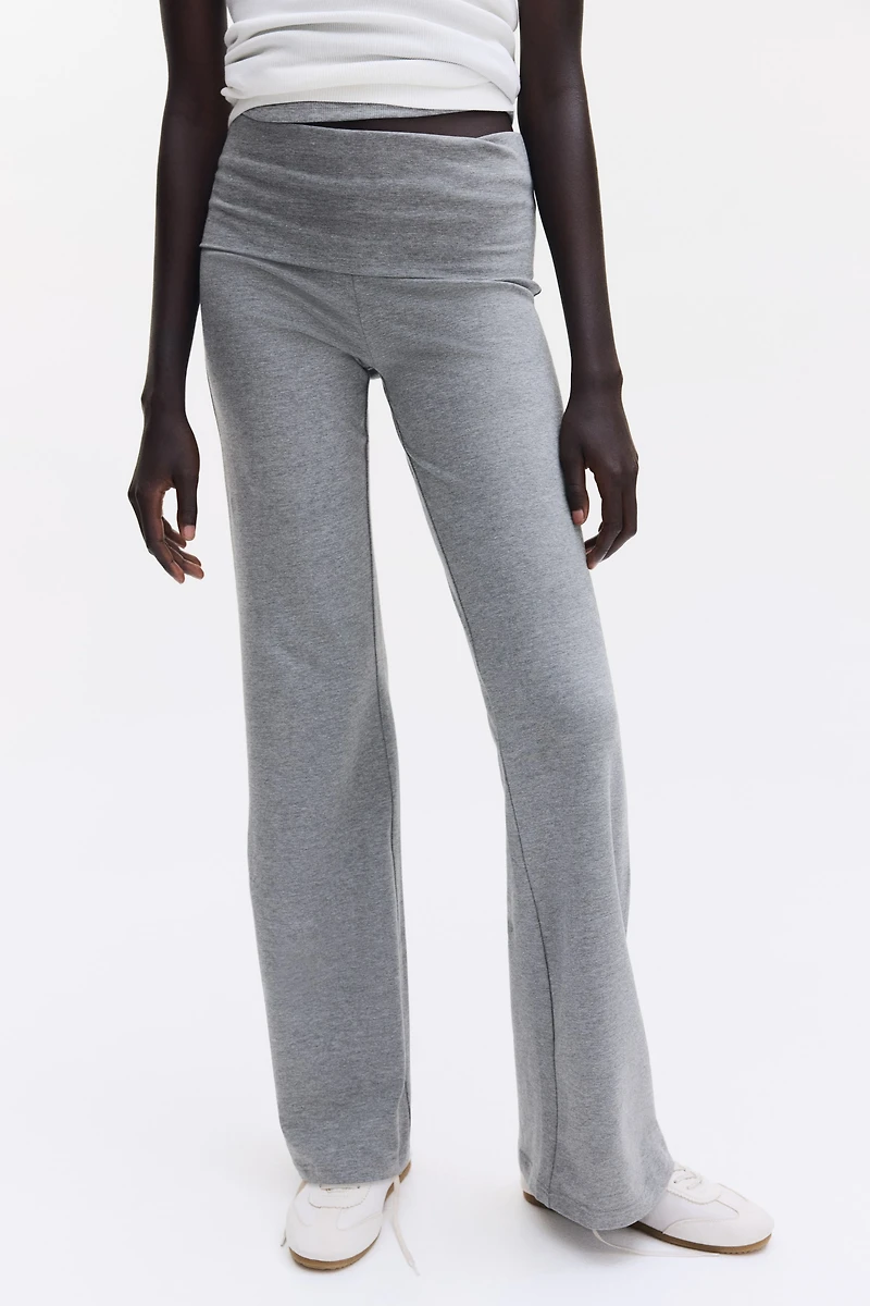 Foldover-Waist Cotton Pants