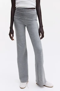 Foldover-Waist Cotton Pants