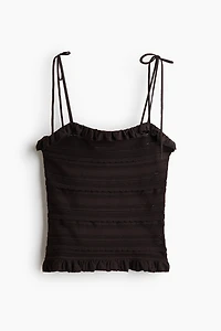 Pointelle-Knit Tie-Strap Top