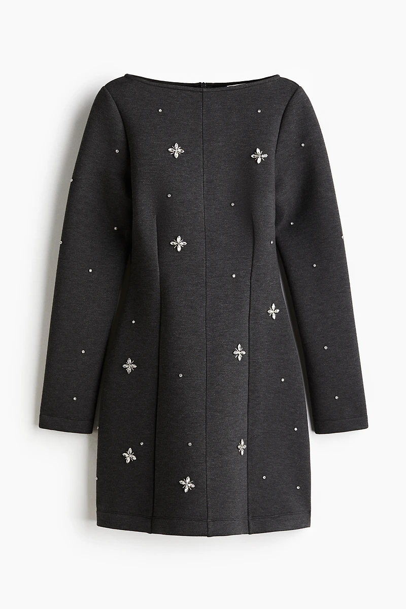 Rhinestone-Embellished Scuba Dress