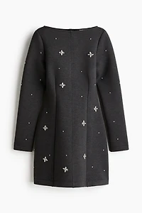 Rhinestone-Embellished Scuba Dress