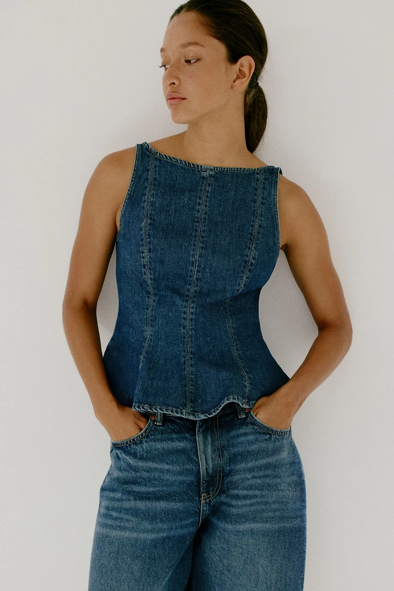 Haut péplum en denim