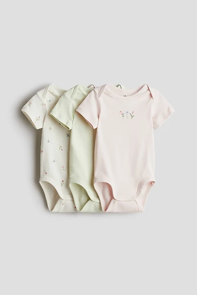 3-pack Cotton Bodysuits with Lap Shoulders
