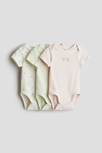 3-pack Cotton Bodysuits with Lap Shoulders