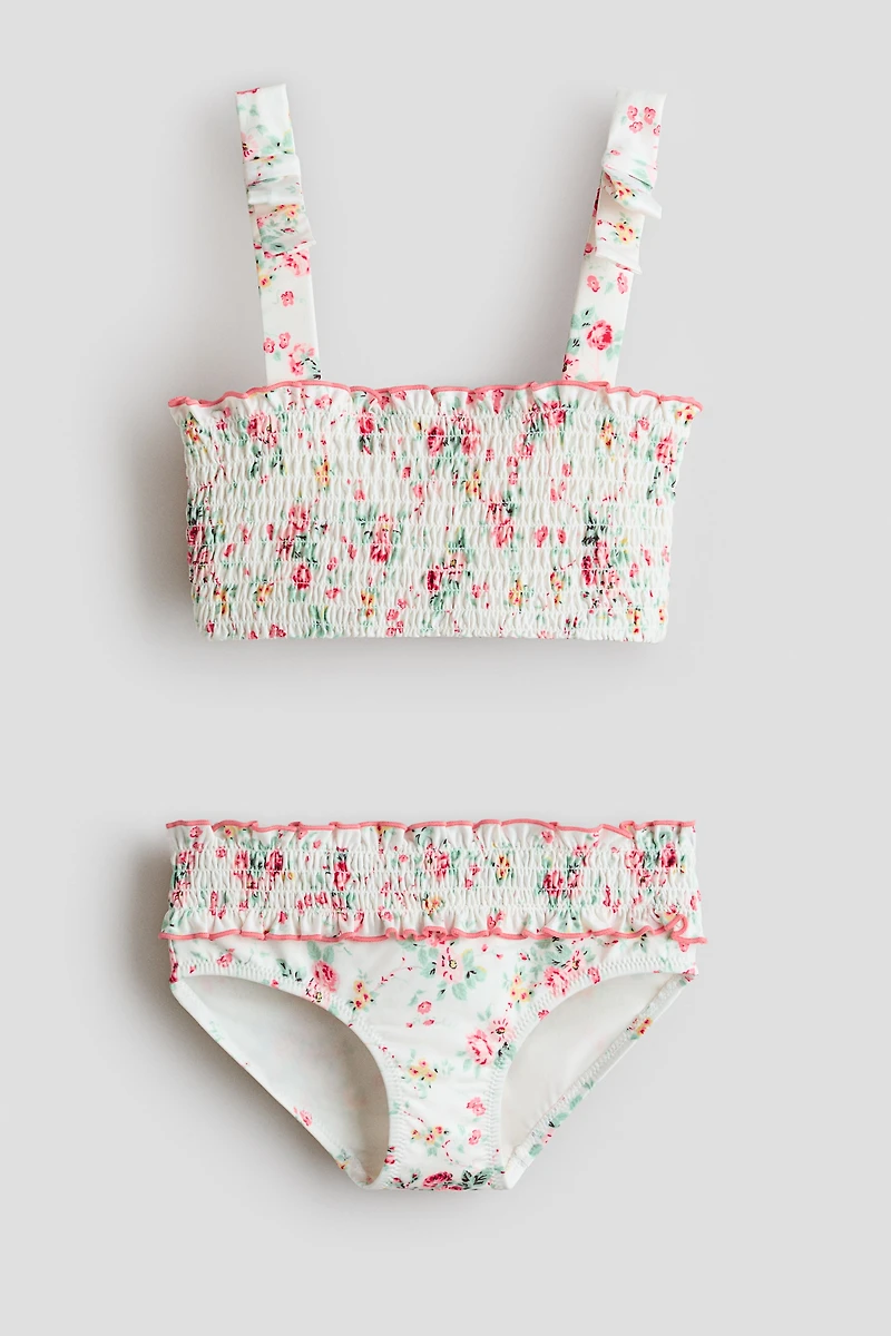 Patterned Smock-Detail Two-Piece Swimsuit