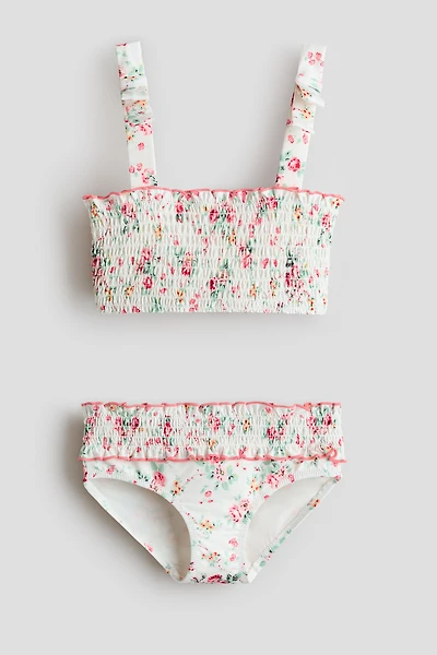 Patterned Smock-Detail Two-Piece Swimsuit