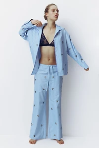 Embellished Cotton Pajama Shirt
