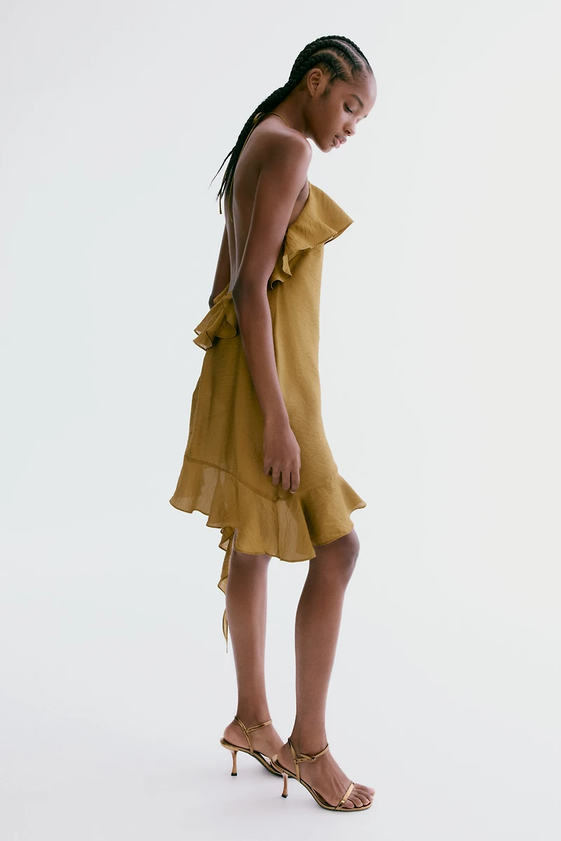 Flounced Halterneck Dress