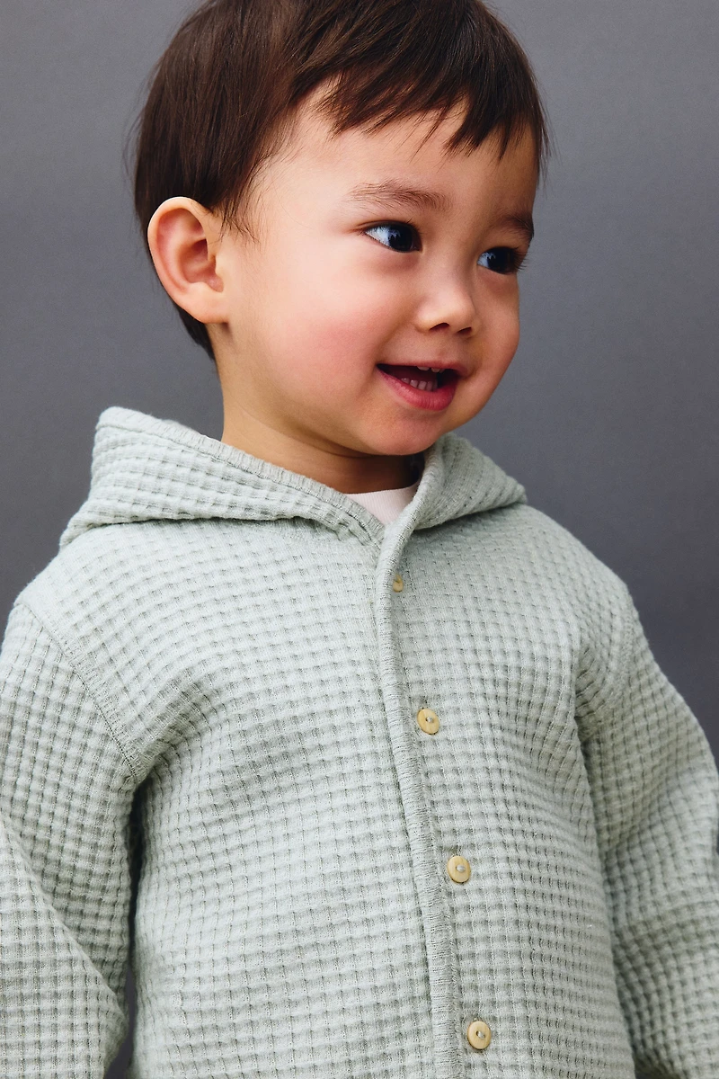 Waffled Cotton Cardigan