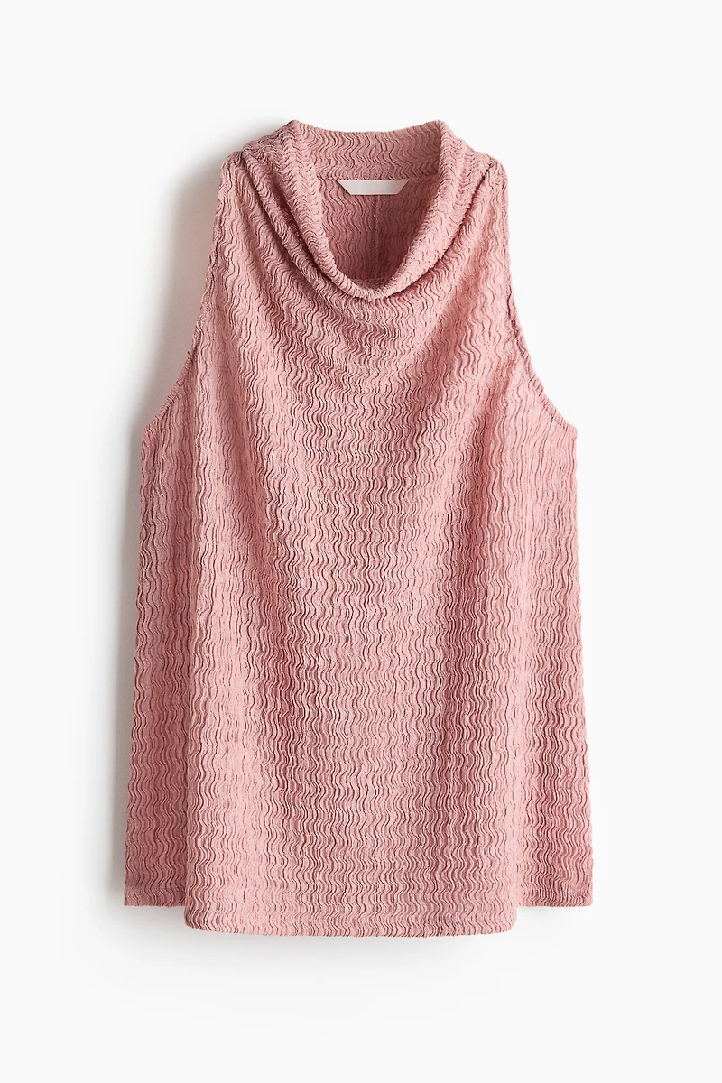 Crinkled Cowl-Neck Top