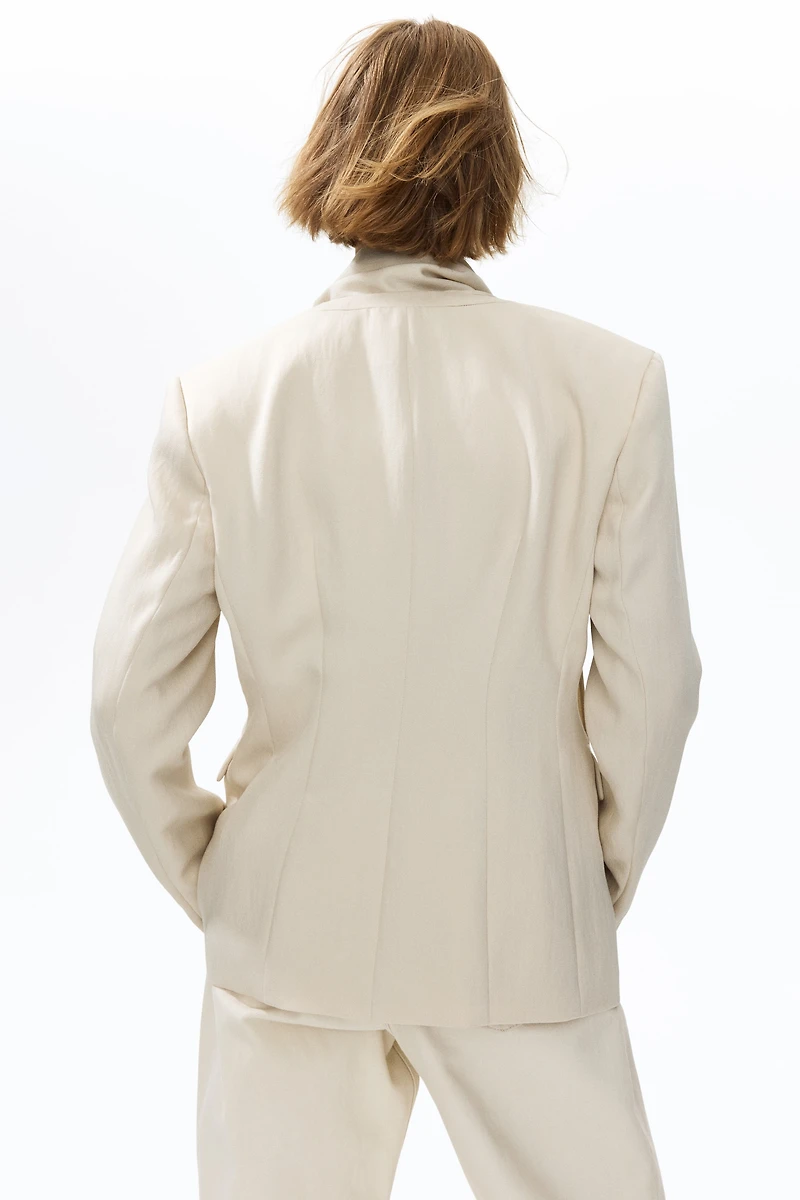 Lapelless Blazer with Scarf