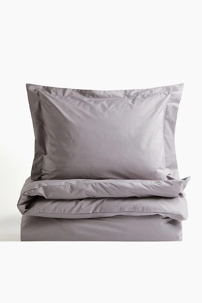 Twin Cotton Percale Duvet Cover Set