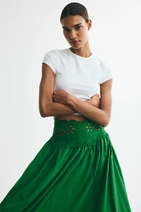 Lace-Detail Cotton Skirt