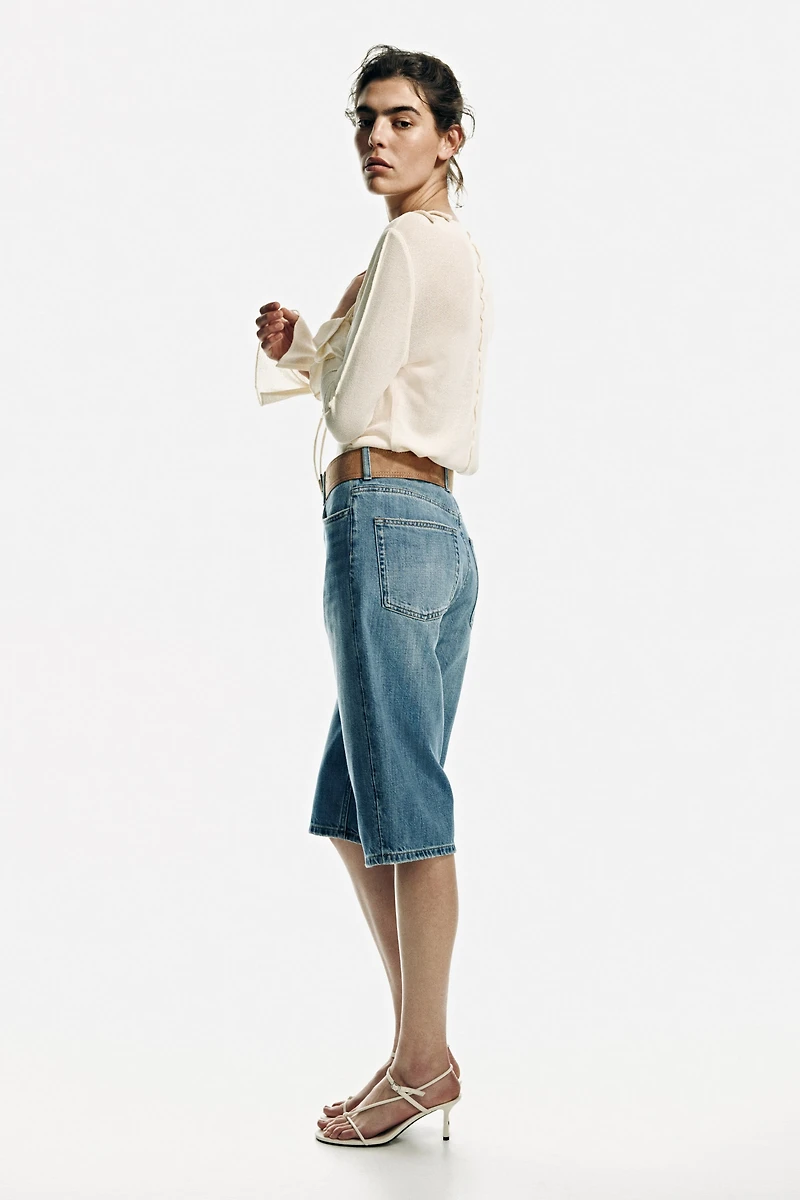 Denim Bermuda Shorts with Belt
