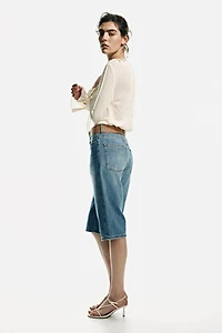 Denim Bermuda Shorts with Belt