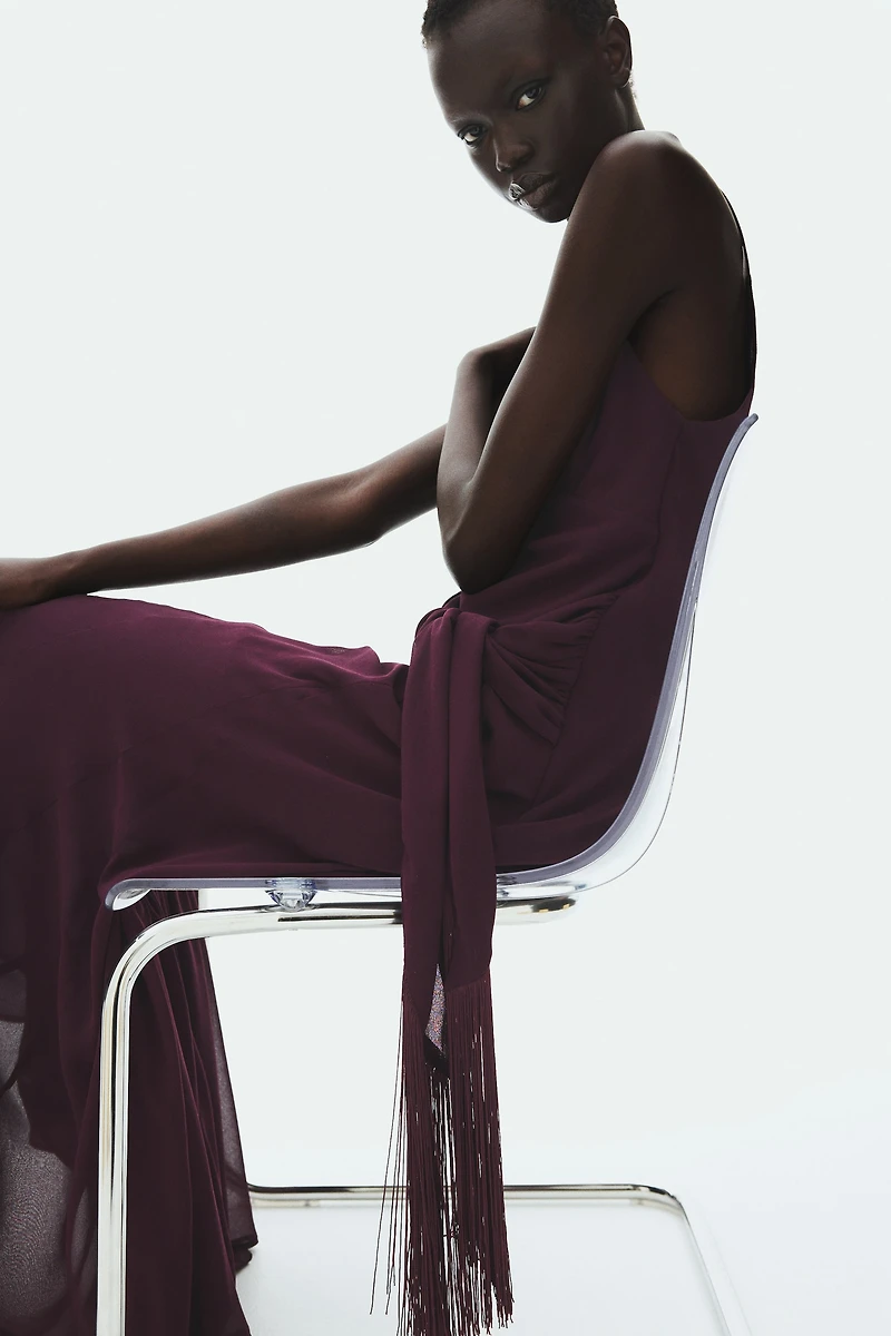 Draped-Panel Strappy Dress