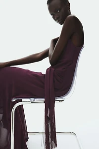 Draped-Panel Strappy Dress