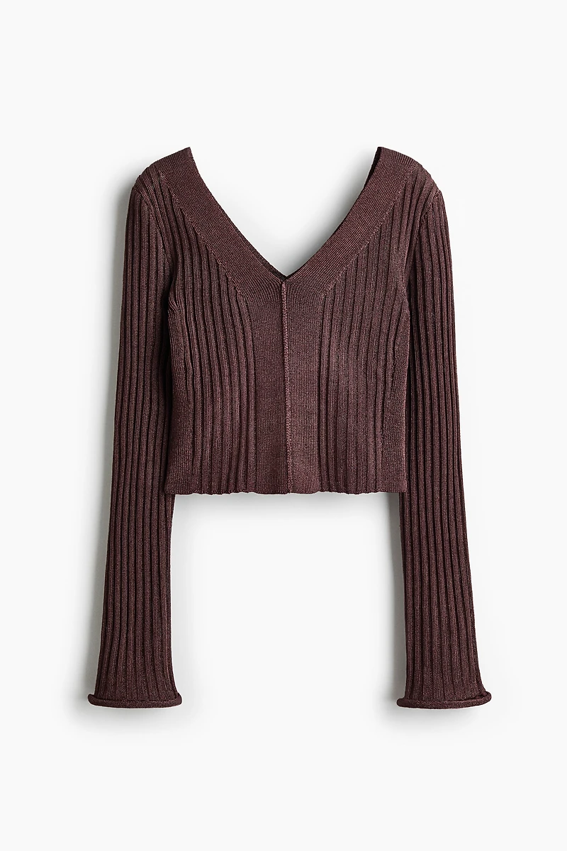 Glittery Rib-Knit Top