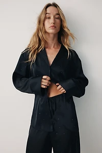 Embellished Satin Pajama Shirt