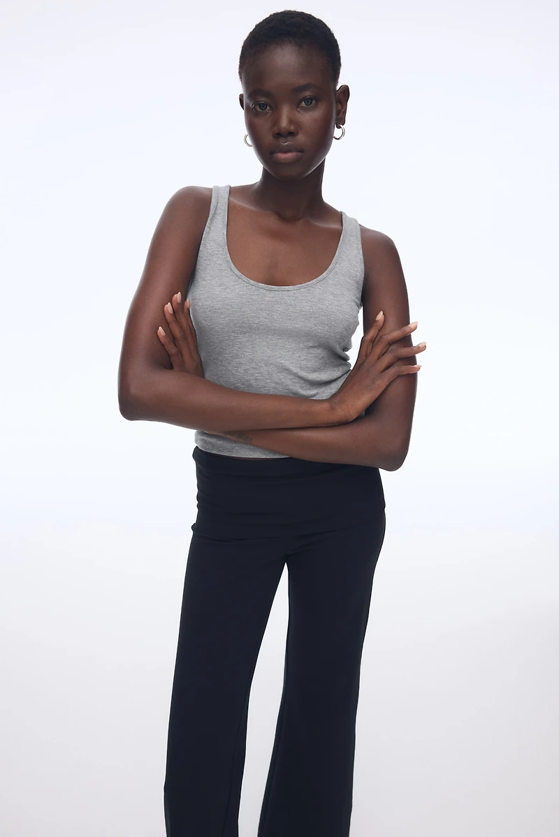 Foldover-Waist Cotton Pants