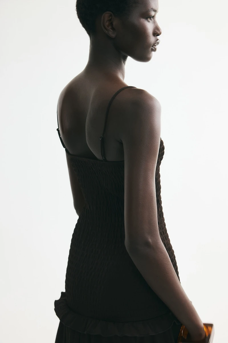Smocked-Bodice Strappy Dress