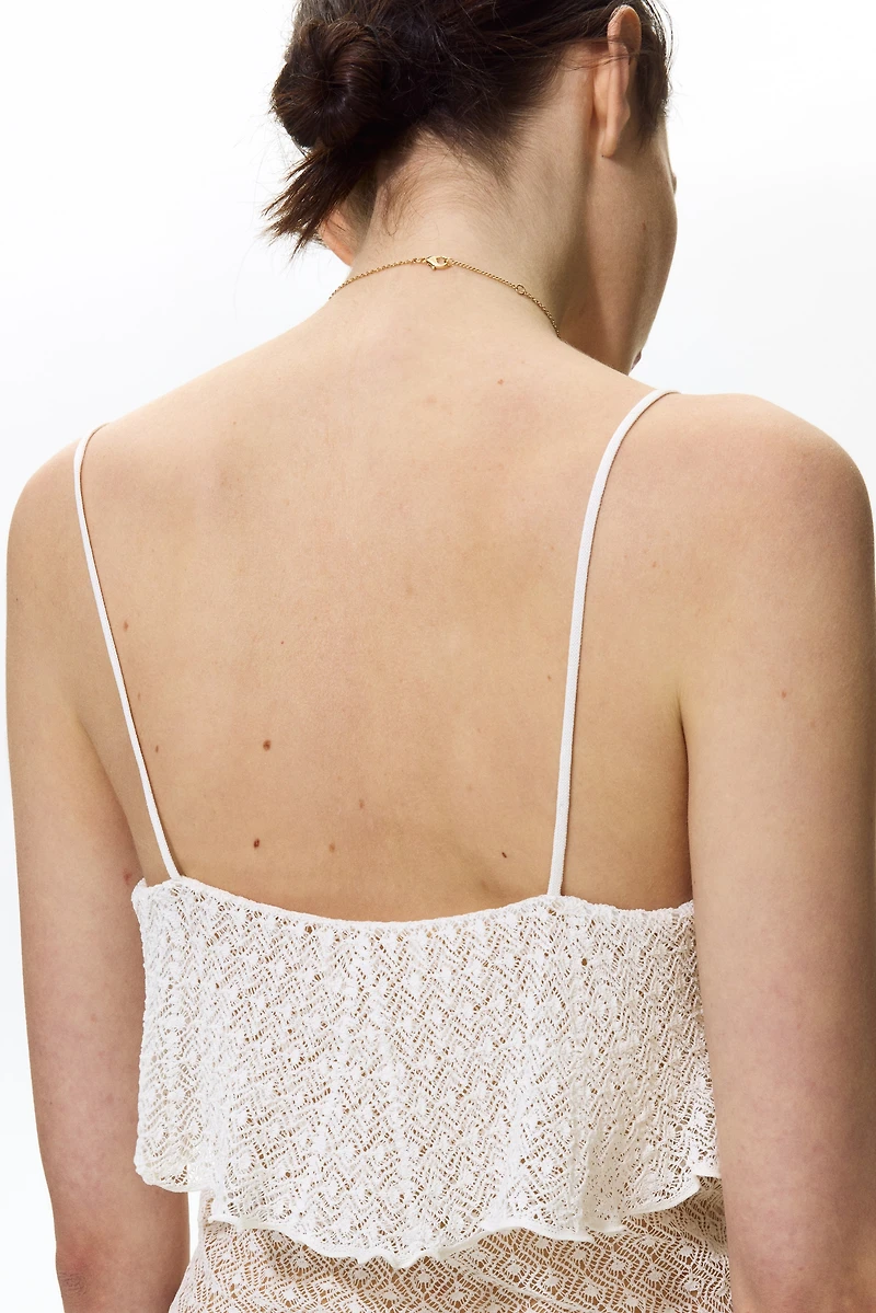 Haut à bretelles fines en tricot pointelle