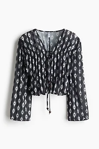 Tie-Detail Mesh Blouse