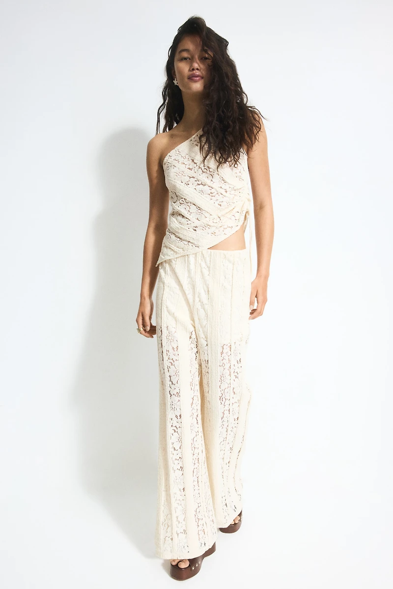 Lace-Detail One-Shoulder Top