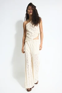 Lace-Detail One-Shoulder Top