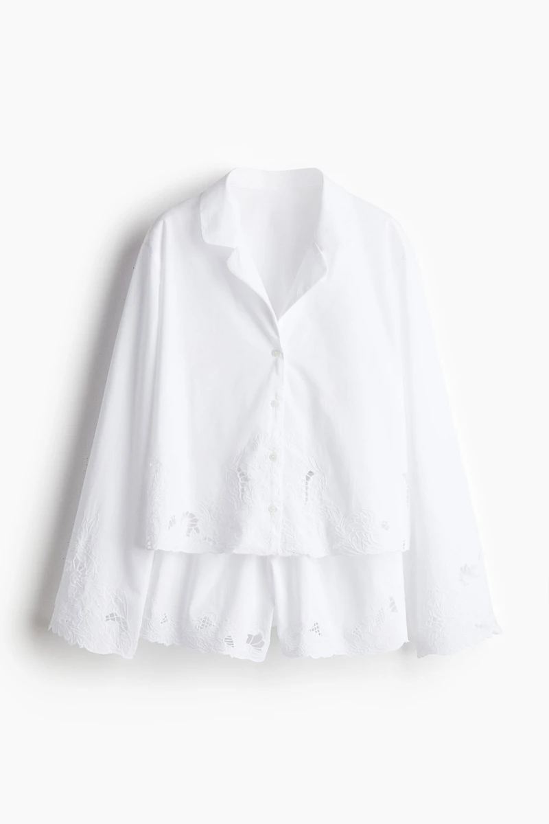 Pajamas with Eyelet Embroidery