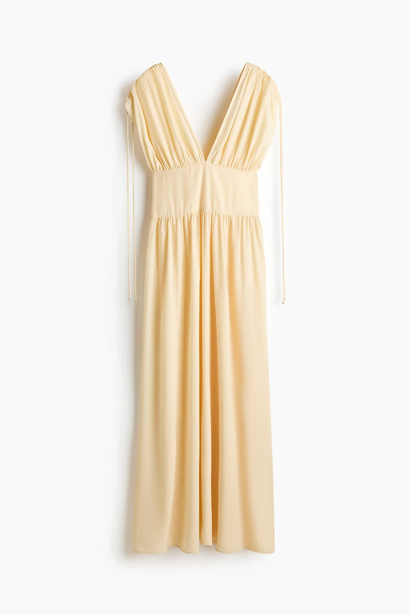 Draped Drawstring-Detail Dress