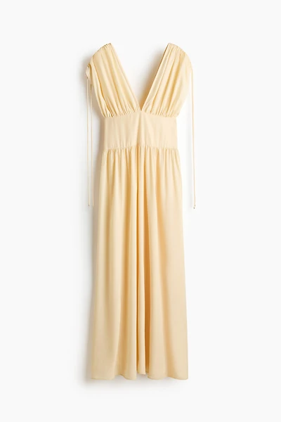Draped Drawstring-Detail Dress