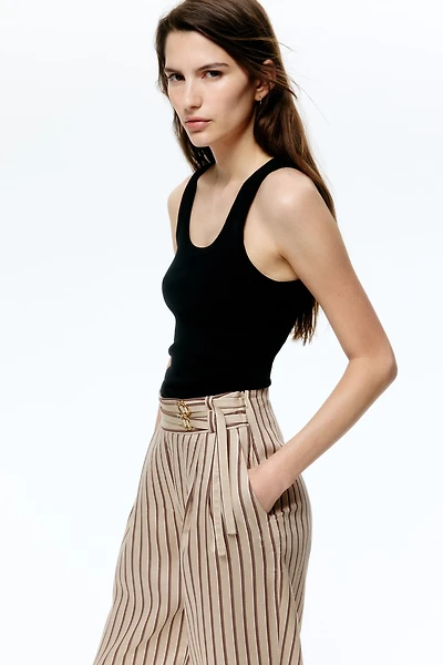 Pantalon en viscose mélangée avec ceinture