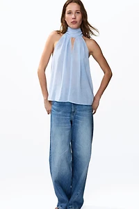 Haut en mousseline avec col écharpe