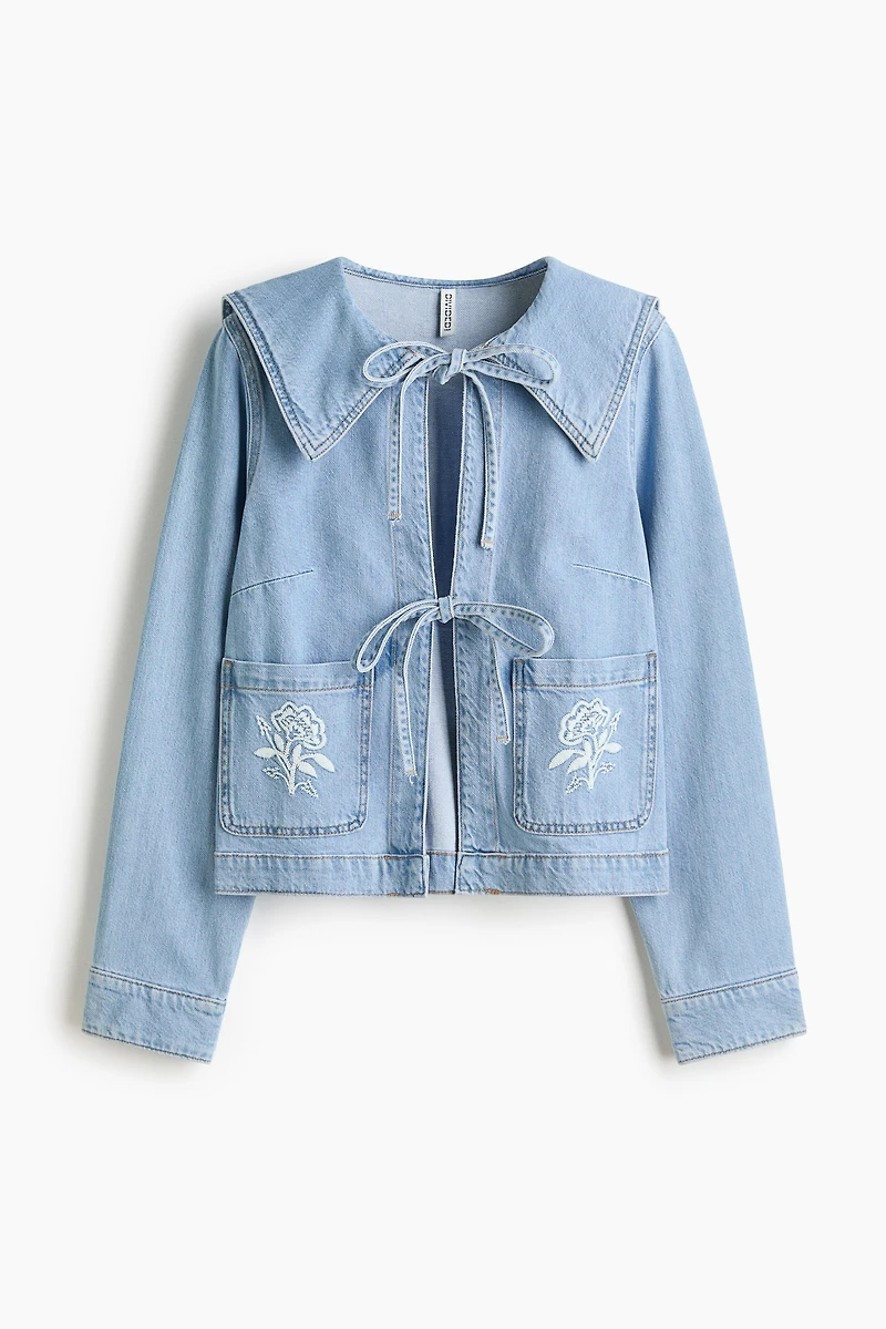 Tie-Front Denim Jacket