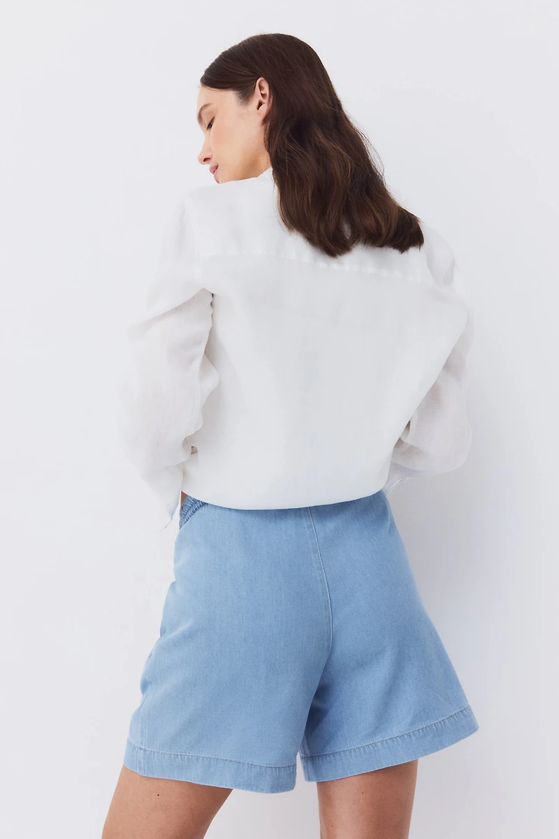 MAMA Denim Drawstring Shorts