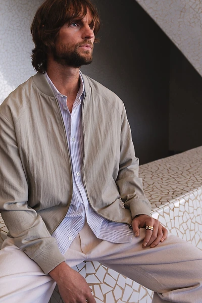 Regular-Fit Lyocell-Blend Bomber Jacket