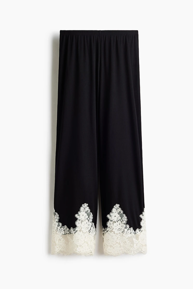 Lace-Trimmed Pajama Pants