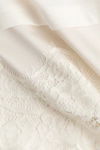Lace-Trimmed Asymmetric T-Shirt